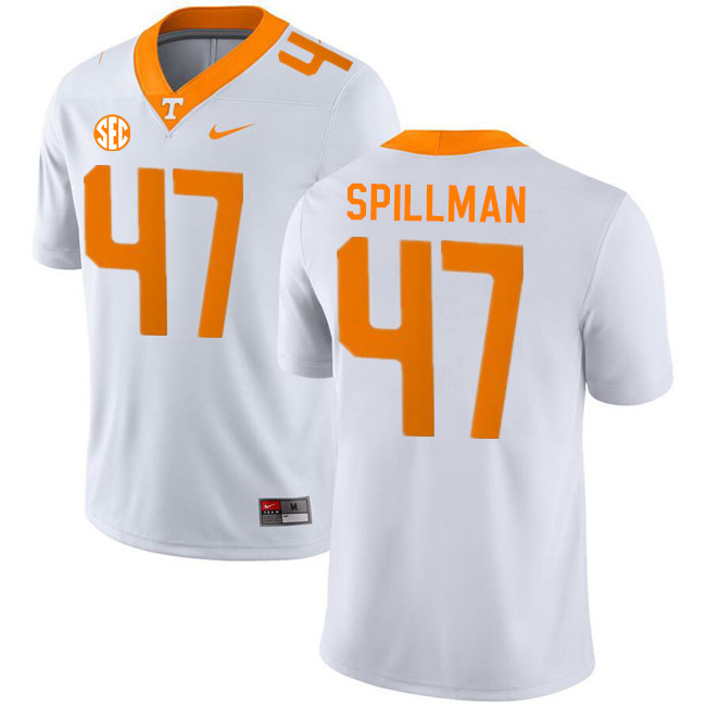 Men #47 Edwin Spillman Tennessee Volunteers College Football Jerseys Stitched-White